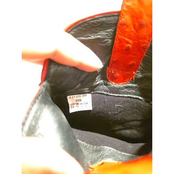 Ropers Women's Red And Black Boot With Flower Stiching Ostrich Print Size 5.5 - Picture 6 of 7